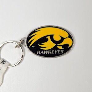University Iowa Hawkeyes Keychain Collegiate Licensed Oval Logo Metal Silver USA